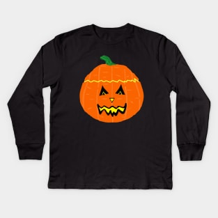 Happy Halloween Smiling Jack O Lantern (Black Background) Kids Long Sleeve T-Shirt